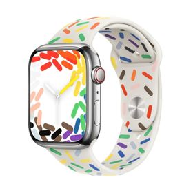 Microsonic Apple Watch Series 8 41 mm V2 Pride Edition Beyaz Silikon Kordon