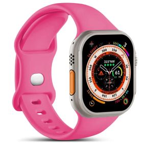 Microsonic Apple Watch Series 8 45 mm Active Flex Wristband Koyu Pembe Uyumlu Kordon