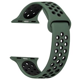 Microsonic Apple Watch Series 8 45 mm için Rainbow Sport Yeşil Siyah Kordon