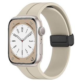 Microsonic Apple Watch Series 8 45 mm Ribbon Line Bej Kordon