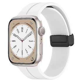 Microsonic Apple Watch Series 8 45 mm Ribbon Line Beyaz Kordon