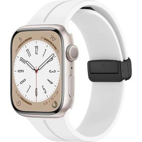 Microsonic Apple Watch Series 8 45 mm Ribbon Line Beyaz Kordon