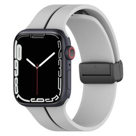 Microsonic Apple Watch Series 8 45 mm Ribbon Line Gri Siyah Kordon