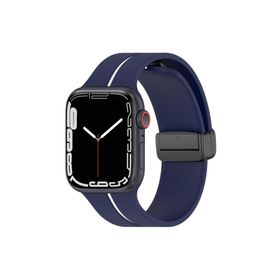 Microsonic Apple Watch Series 8 45 mm Ribbon Line Lacivert Beyaz Kordon