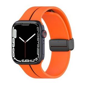 Microsonic Apple Watch Series 8 45 mm Ribbon Line Turuncu Siyah Kordon