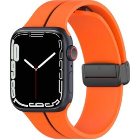 Microsonic Apple Watch Series 8 45 mm Ribbon Line Turuncu Siyah Kordon