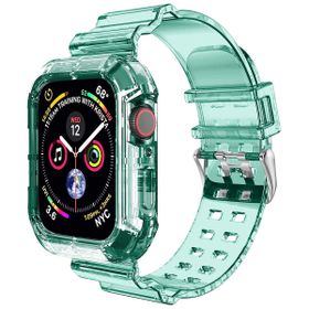 Microsonic Apple Watch Series 8 45 mm Yeşil Transparent Clear Band Kordon