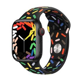 Microsonic Apple Watch Series 8 Silikon V2 Pride Edition Siyah 41 mm Kordon