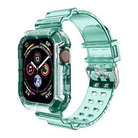 Microsonic Apple Watch Series 8 Transparent Clear Band Yeşil 41 mm Kordon
