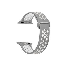 Microsonic Apple Watch Series 9 41 mm Rainbow Sport Band Gri Beyaz Kordon