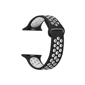 Microsonic Apple Watch Series 9 45 mm Rainbow Sport Band Siyah Beyaz Kordon