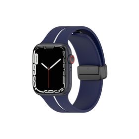 Microsonic Apple Watch Series 9 45 mm Ribbon Line Lacivert Beyaz Kordon