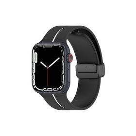 Microsonic Apple Watch Series 9 45 mm Ribbon Line Siyah Beyaz Kordon