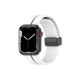 Microsonic Apple Watch Series 9 45 mm Ribbon Line Siyah Beyaz Kordon