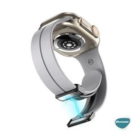 Microsonic Apple Watch Series 9 45 mm Ribbon Line Turuncu Siyah Kordon