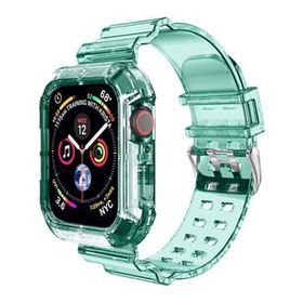 Microsonic Apple Watch Series 9 Transparent Clear Band Yeşil 41 mm Kordon