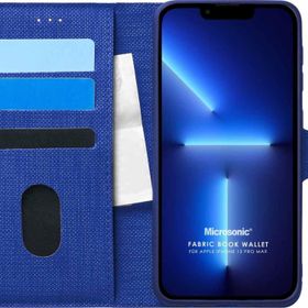 Microsonic Appple iPhone 13 Fabric Book Wallet Lacivert Kılıf