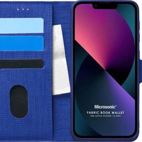 Microsonic Appple iPhone 13 Fabric Book Wallet Lacivert Kılıf