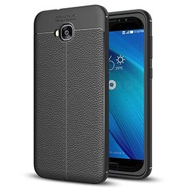 Microsonic Asus Zenfone 4 Selfie 5.5inç ZD553KL Deri Dokulu Silikon Siyah Kılıf