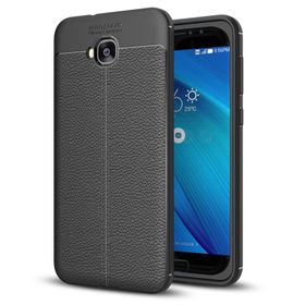 Microsonic Asus Zenfone 4 Selfie 5.5inç ZD553KL Deri Dokulu Silikon Siyah Kılıf