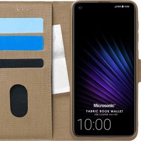 Microsonic Casper Via F20 Fabric Book Wallet Gold Cep Telefon Kılıfı