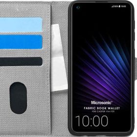 Microsonic Casper Via F20 Fabric Book Wallet Gri Cep Telefon Kılıfı