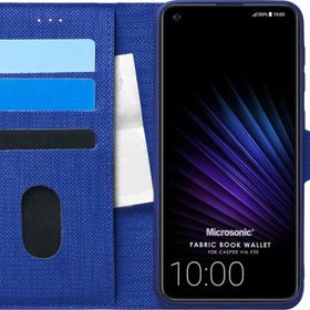 Microsonic Casper Via F20 Fabric Book Wallet Lacivert Cep Telefon Kılıfı