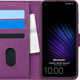 Microsonic Casper Via F20 Fabric Book Wallet Mor Cep Telefon Kılıfı