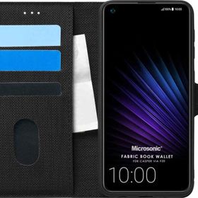 Microsonic Casper Via F20 Fabric Book Wallet Siyah Cep Telefon Kılıfı