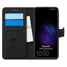 Microsonic Casper Via F20 Fabric Book Wallet Siyah Cep Telefon Kılıfı