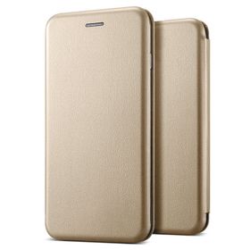 Microsonic CS150-NW-FLP-LTHR-HW-Y6-2018-GLD Huawei Y6 2018 Ultra Slim Leather Design Flip Cover Gold Kılıf
