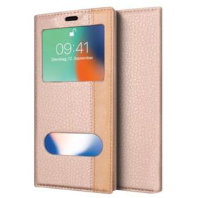 Microsonic CS250-2VGZ-IPXS-5.8-PMB Apple iPhone XS 5.8 İnç Dual View Gizli Mıknatıslı Pembe Kılıf