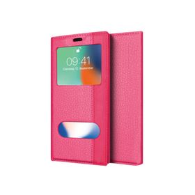 Microsonic CS250-2VGZ-IPXS-5.8-PMB Apple iPhone XS 5.8 İnç Dual View Gizli Mıknatıslı Pembe Kılıf