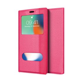 Microsonic CS250-2VGZ-IPXS-5.8-PMB Apple iPhone XS 5.8 İnç Dual View Gizli Mıknatıslı Pembe Kılıf