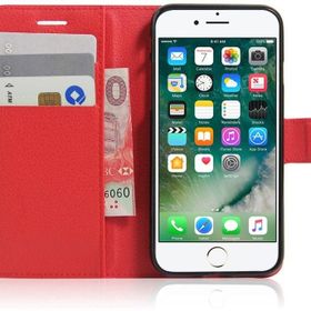 Microsonic Cüzdanlı Deri İphone 8 Kırmızı Cep Telefonu Kılıfı