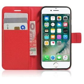 Microsonic Cüzdanlı Deri İphone 8 Kırmızı Cep Telefonu Kılıfı