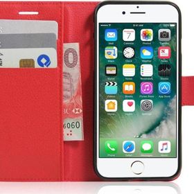Microsonic Cüzdanlı Deri İphone 8 Plus Kırmızı Cep Telefonu Kılıfı