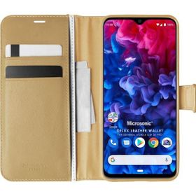 Microsonic General Mobile GM 20 Pro Delux Leather Wallet Gold Cep Telefon Kılıfı