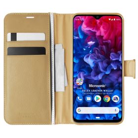 Microsonic General Mobile GM 20 Pro Delux Leather Wallet Gold Cep Telefon Kılıfı