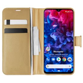Microsonic General Mobile GM 20 Pro Delux Leather Wallet Gold Cep Telefon Kılıfı
