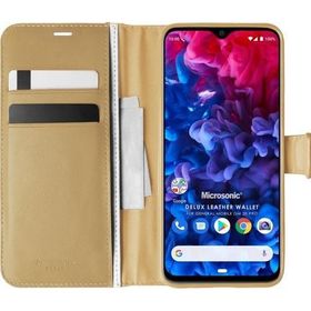 Microsonic General Mobile GM 20 Pro Delux Leather Wallet Gold Cep Telefon Kılıfı