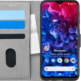 Microsonic General Mobile GM 20 Pro Fabric Book Wallet Gri Cep Telefon Kılıfı