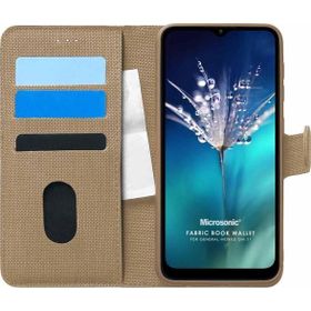 Microsonic General Mobile GM 21 Fabric Book Wallet Gold Cep Telefon Kılıfı