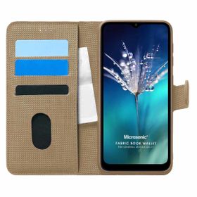 Microsonic General Mobile GM 21 Fabric Book Wallet Gold Cep Telefon Kılıfı