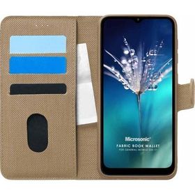 Microsonic General Mobile GM 21 Fabric Book Wallet Gold Cep Telefon Kılıfı