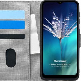 Microsonic General Mobile GM 21 Fabric Book Wallet Gri Cep Telefon Kılıfı