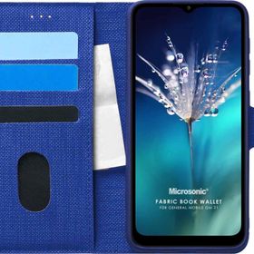 Microsonic General Mobile GM 21 Fabric Book Wallet Lacivert Cep Telefon Kılıfı