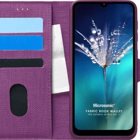 Microsonic General Mobile GM 21 Fabric Book Wallet Mor Cep Telefon Kılıfı