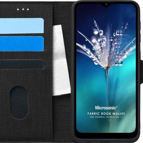 Microsonic General Mobile GM 21 Fabric Book Wallet Siyah Cep Telefon Kılıfı