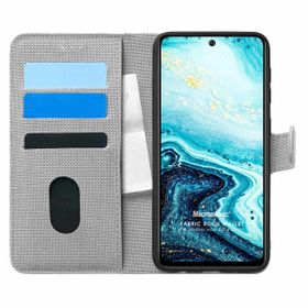 Microsonic General Mobile GM 21 Plus Fabric Book Wallet Gri Cep Telefon Kılıfı